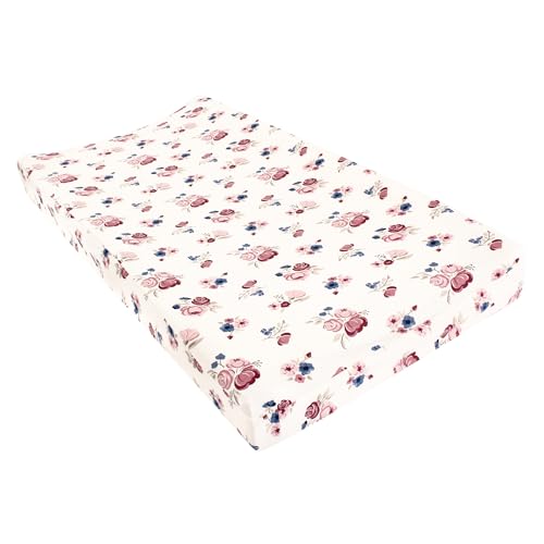 Hudson Baby Unisex Baby Changing Pad Cover, Dusty Rose Floral, One Size