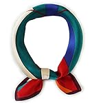 100% Pure Mulberry Silk Small Square Scarf -21'' x 21''- Breathable Lightweight Neckerchief -Digital Printed Headscarf