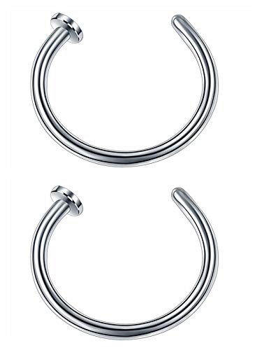 Jconly 22Pcs Nose Piercing Kit 20G Stainless Steel Zircon Nose Nail Nose Rings Piercing Hoops with Piercing Needles Piercing Clamps