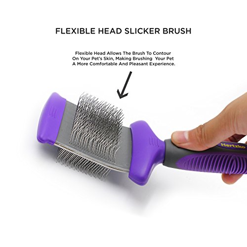 HERTZKO Double Sided Flexible Slicker Brush Removes Loose Hair, Tangles