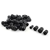 40Pcs M12 M18 M20 M22 Black Cable Gland Cord Grip Connector Assortment