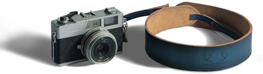 MOUNT WILDER Havana Leather HaNDMADE Genuine Leather Adjustable Camera Strap with Metal Swivel Hooks for DSLR/SLR- Cobalt (Blue)