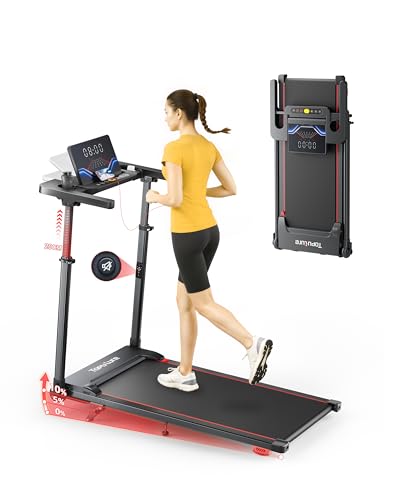 TOPUTURE Walking Pad with Incline, 2 in 1 Treadmills for Home & Office, Under Desk Treadmill, 2.5HP Portable Compact Treadmill with Remote Control, APP & LED Display, Installation-Free