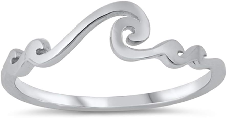 Simple Filigree Swirl Wave Ring New .925 Sterling Silver Band Sizes 3-10