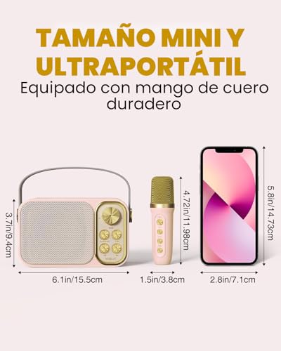 BESCOST Professional Karaoke with 2 Wireless Microphones, Bluetooth Karaoke Speaker for Kids, Portable Karaoke Machine Support TF Card, AUX, U Disk, Ideal for Wedding, Party, Birthday