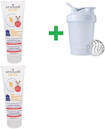 ATTITUDE, Baby, 2 in 1, Natural Shampoo & Body Wash, 6.7 fl oz (200 ml)(2 Packs)+ Assorted Sundesa, BlenderBottle, Classic With Loop, 20 oz