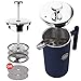 Best French Press Coffee Maker 34 oz - Double Wall Stainless Steel Insulated Coffee Presses with Filtration - 4 Small Single Cup Servings - Large 1000 ml Measuring Marks by FikaPress