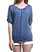 Foooxmart Women Slim Fit Stretchy Off Shoulder Short Long Sleeve Blouse Tops T Shirt,with a Choker Necklace (A05, X-Large)