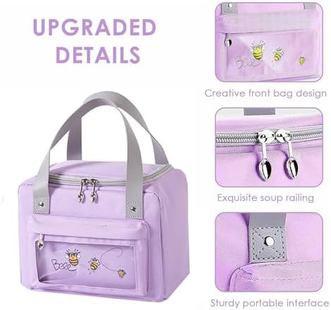 sac isotherme sac isotherme repas lunch bag isotherme femme petit sac repas portable 6L (travail ecole dejeuner quotidien) Gris — photo 3 sur 7