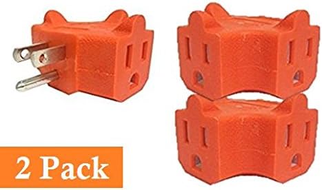 UrbHome 3 Way Outlet Adapter Wall Plug, 3 Outlets, Color Orange (2Pack)