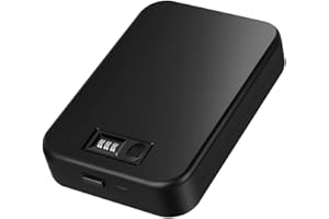 KENRONE Small Fingerprint Gun Safe, Portable USB Rechargeable Password Gun Safes for Pistols With Cable Gun Box for Car Nightstand