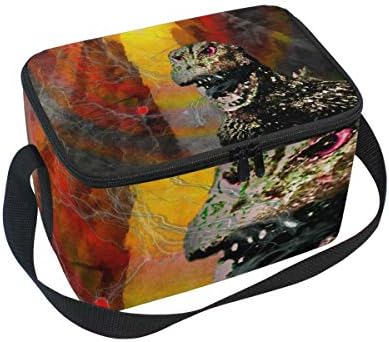 Insulated Lunch Funny Dinosaur Box Bag Tote with Strap for School Office Picnic Cooler Bag Men Women Adult Girl Boy