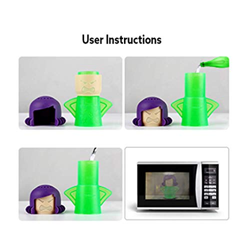 Microwave Fridge Cleaner Kitchen High Temperature Cleaning Equipment Easily Crud in 7 Minutes Steam Cleans and Disinfects with Vinegar or Baking Soda (#1-Green)