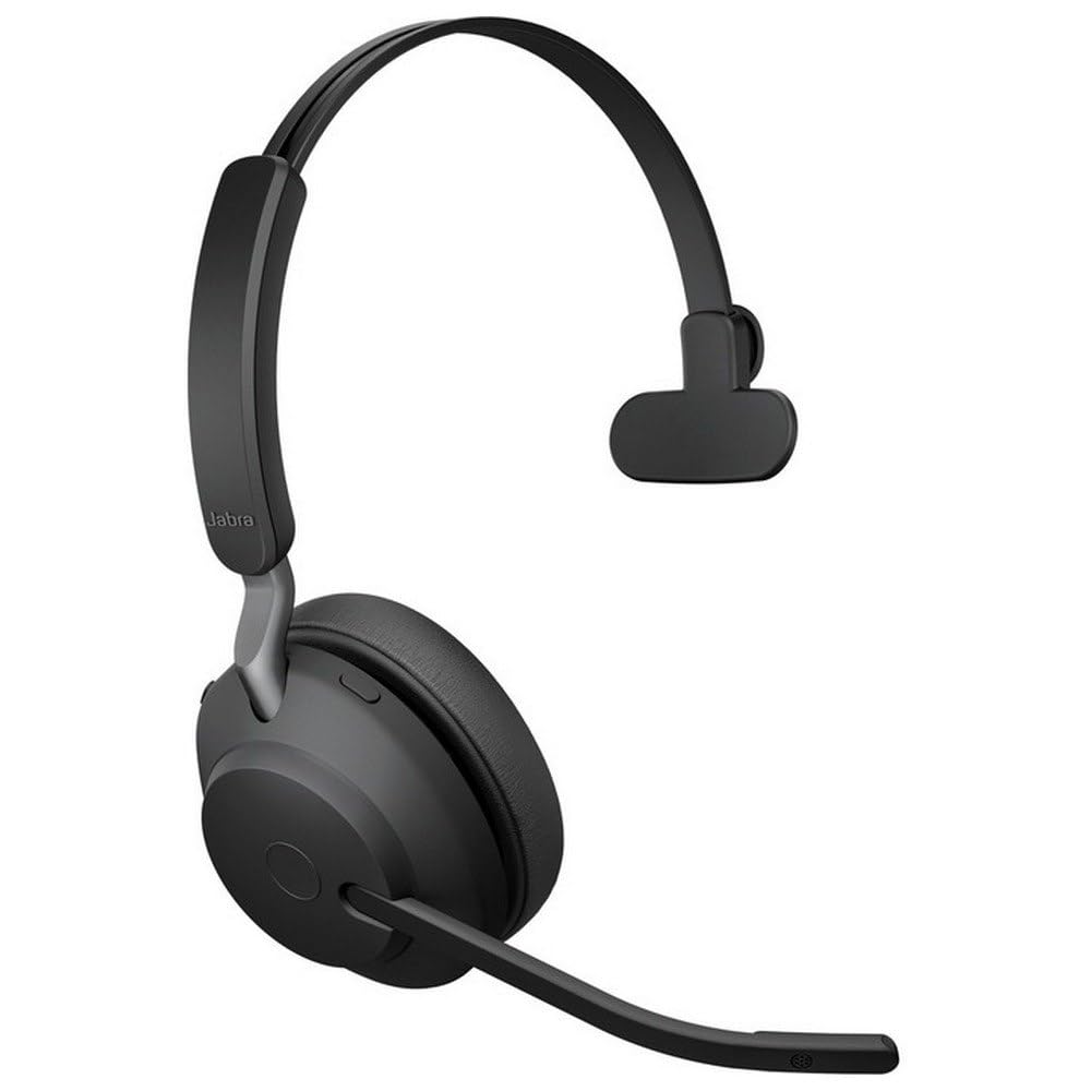 Jabra Evolve2 65 Wireless PC Headset – Noise Cancelling Microsoft Teams Certified Mono Headphones With Long-Lasting Battery – USB-C Bluetooth Adapter – Black