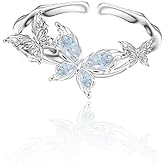 MASW Fashionable personalized butterfly ring clear light blue opening adjustable ring Ladies' temperament accessories exquisite butterfly accessories M3241