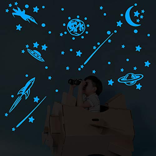 Bravetoshop Glow in The Dark Star Wall Stickers Round Stars Moon Dot Luminous Kid Bedroom Decor for Home Art Mural Wallpaper