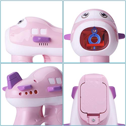 KIMILAR Bubble Gun, Bubble Shooter Gun Light Up Bubbles Blowers with LED Flashing Lights and Sounds Bubble Blowing Toys for Kids, Boys and Girls - 2 Bubble Solution and 3 AA Batteries Included (Pink)