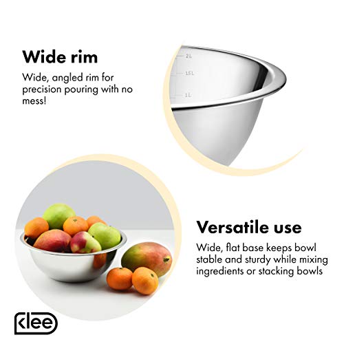 Klee 6-Piece Premium Stainless Steel Mixing Bowls with Measurements (Set of 6) - Thumbnail 6