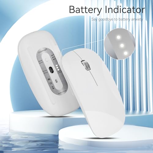 Uiosmuph U30 Bluetooth Mouse, Three Modes Wireless Mouse (BT5.1+ BT5.1+ USB) Bluetooth Silent Rechargeable Portable Mouse for Mac/Computer/Android, White