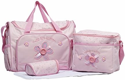 Hi 9 Shop Baby High Capcity Cartoon Diaper Bags for Pretty Mummy BONUS Changing pad bottle bag and baby bag HY-T005 (Pink Flower)