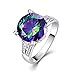 Merthus Womens 925 Sterling Silver Created Mystic Rainbow Topaz Cocktail Statement Ring