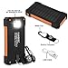 FLOUREON 10,000mAh Solar Power Bank Portable Solar Phone Charger with LED Flashlight Dual 2.1A USB Max Waterproof Portable Cell Phone Power Bank (Orange)