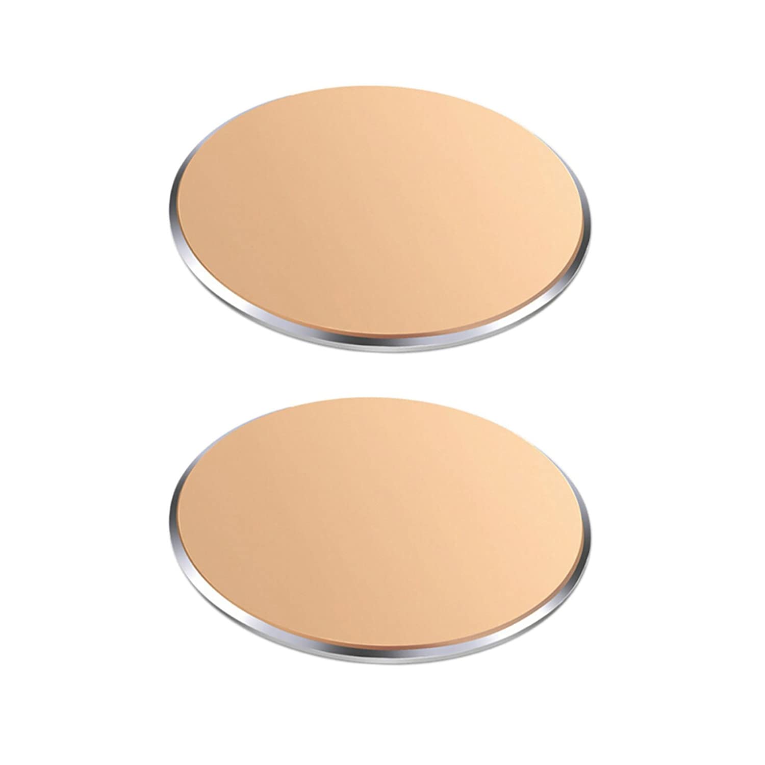 Photo 1 of Replacement Metal Plates Set for Magnetic Car Phone Holders, Wall & Air Vent Mounts, Cases, Magnets. Kit of 2 Matte Gold Round Iron Discs Without Holes. 3M Adhesive Backing. Steel Disks 2 Pack.