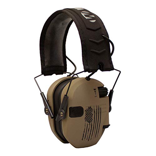 Walker's Razor Slim Electronic Shooting Hearing Protection Muff (American Flag Distressed, Tan)