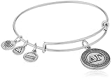 Alex and Ani Sorority Silver Delta Gamma Expandable Rafaelian Wire Bangle Bracelet, 2.6