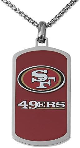 NFL San Francisco 49ers Men's Stainless Steel Dog Tag Logo Pendant, 22", Red
