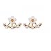 Fashion Lady Clear Crystal Leaf Feather Ear Jacket Earrings Back Ear Cuffs Stud Earring