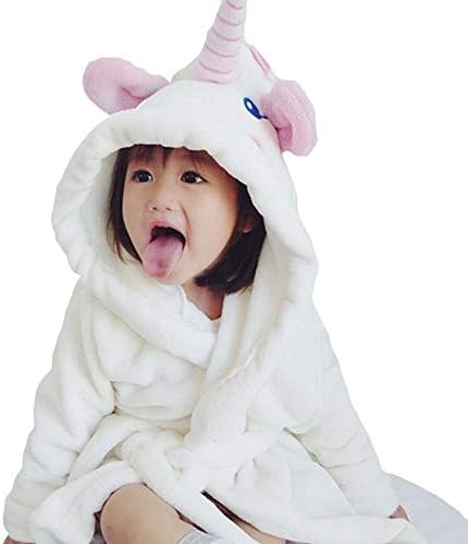 kaiCran Kids Soft Hooded Bathrobe Unicorn Cotton Sleepwear Comfortable Loungewear