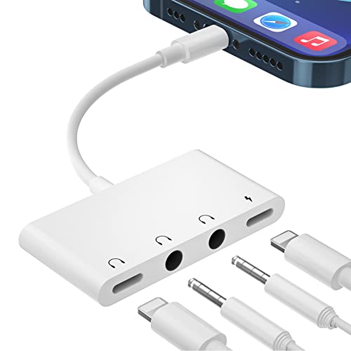 Dual 3.5mm Headphone Jack Adapter, 4 in 1 Headphone and Charger Audio