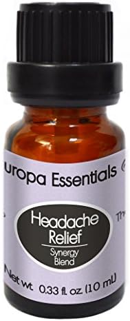 Europa Essentials All Natural Headache Relief Tension Soothing Synergy Essential Oil Blend - 100% Pure Therapeutic Grade, Aromatherapy Blend with Peppermint, Lavender and Jojoba, 10ml