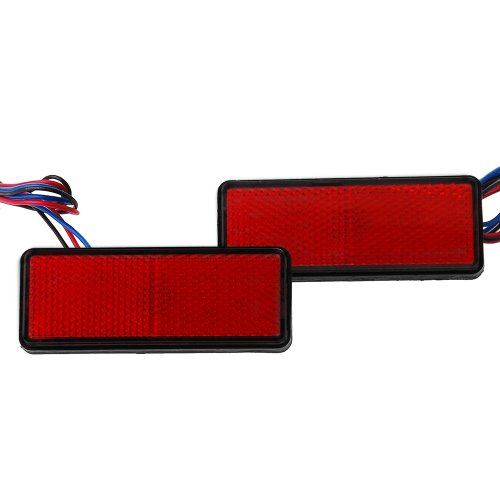 2x Red 24 LED Rectangle Reflector Tail Light Stop Lamp for Trailer ATV Grizzly Rincon Rhino