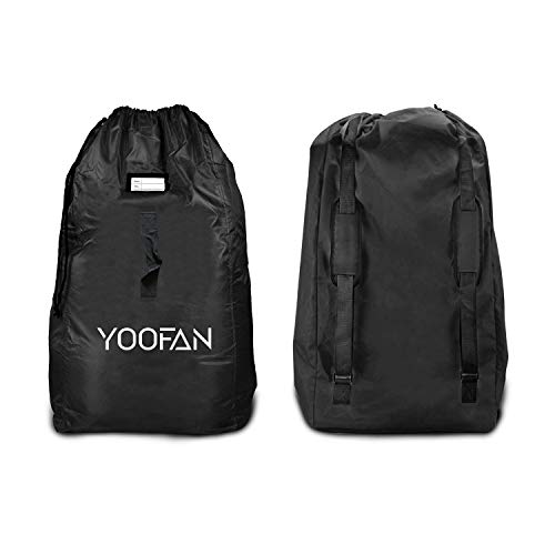Car Seat Travel Bag, Gate Check Drawstring Backpack Bag with Shoulder Straps for Stroller,Car Seats,Boosters and Infant Carriers, Waterproof - Great for Airplane,Saving Money and Storage(Black)