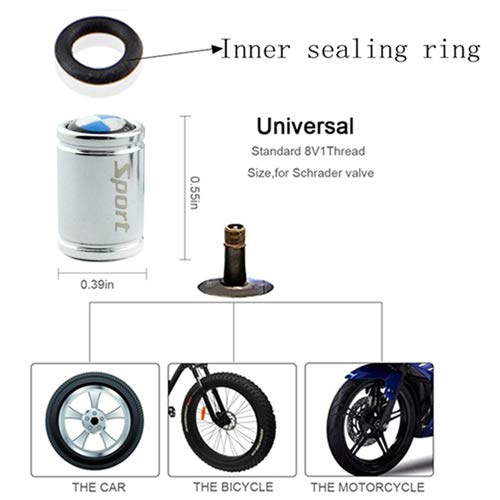image for MirosCar Valve Stem Caps Alloy Plating Chrome M Power Tire Valve Stem 