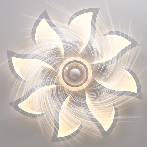 Ceiling Fan with Lighting, Quiet 7-Blade Fan, 6 Speeds, Reversible, Memory Function, Sleep Mode, 2-Hour Timer, with Remote Control, White (70 cm / 6 Heads)