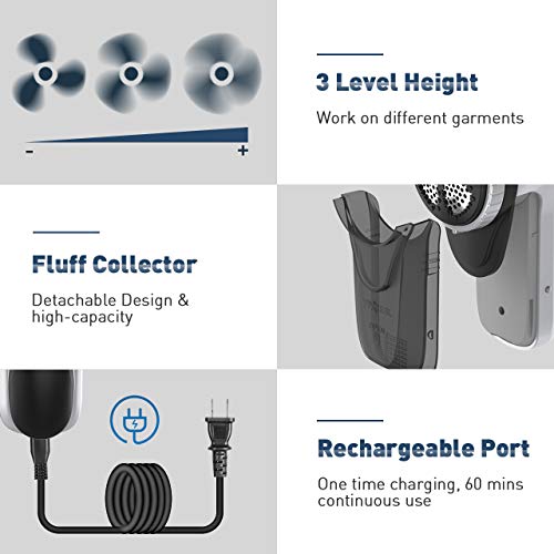 image for VIVREAL Clothes Lint Remover, Rechargeable Fabric Shaver with Adjustab
