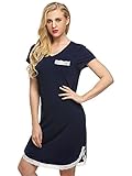 Ekouaer Sleep Shirt Womens Nightshirts Viscose V-Neck Short Sleeve Sleepwear (XS-XL)