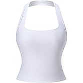 winkbay Women's Summer Y2k Halter Top Backless Square Neck Fitted Basic Tank Going Out Tops