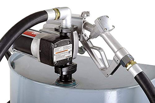 Fuelworks 10307605A 12V 20GPM Fuel Transfer Pump Kit 14' Hose, Extensible Suction Tube and Manual Nozzle, Black