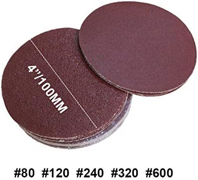 FDKKK 100 Pieces 4 Inch 100MM Sanding Discs Set #80/120/240/320/600 Grit Sandpaper Assortment Polishing Finishing Round Discs