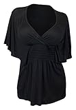 eVogues Women's Slimming V-neck Smocked Empire Waist Top