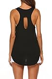Poetsky Women High Low Hem Backless Workout Tank Top Sleeveless Yoga Tops