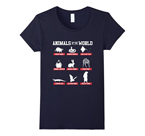 Womens Animals of the World Funny Meme Shirt Medium Navy