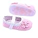 DZT1968® Baby Girl Cloth Soft Sole Round Dot Prewalker Mary Jane Shoes With Flower (M(6~12 Months), Pink)