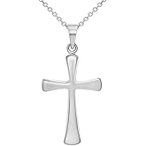14k White Gold High Polished Religious Plain Simple Cross Pendant Necklace
