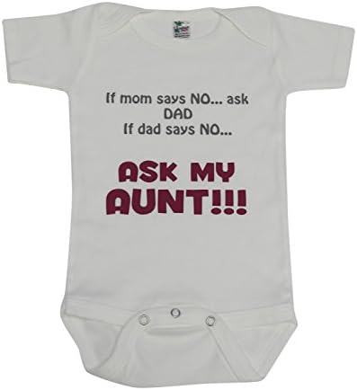 KiddieCo Baby Ask My Aunt 2 White Bodysuit Grey/Crimson Print 6-12 months