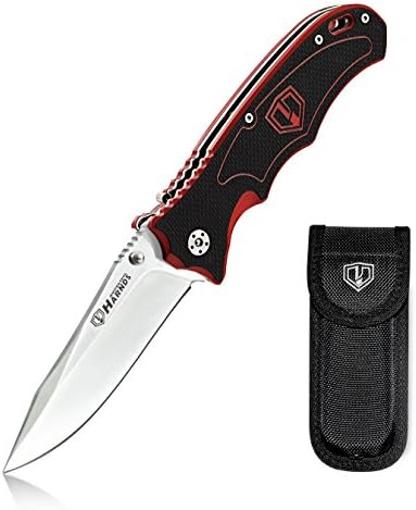 Harnds Folding Hunting Knife 4.2" Blade Military-Grade Double Safety Lock Tactical Gear with Sheath